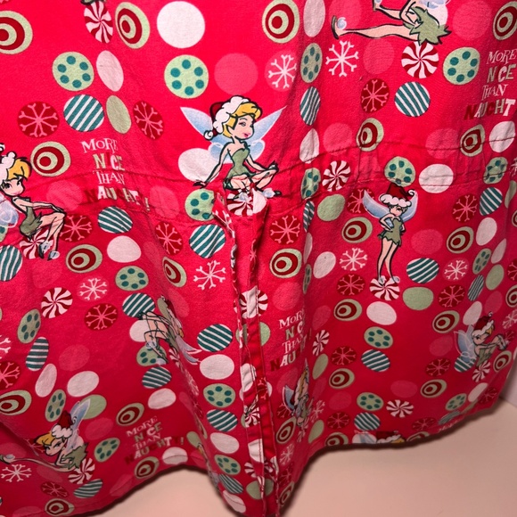 Vintage Disney Fairies Tinkerbell Christmas Scrub Top Size Large - Picture 4 of 7